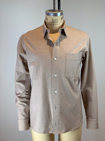 Men's Camel Cotton Flannel Utility Shirt