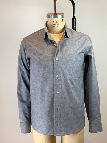 Men's Heather Grey Brushed Cotton Flannel Utility Shirt