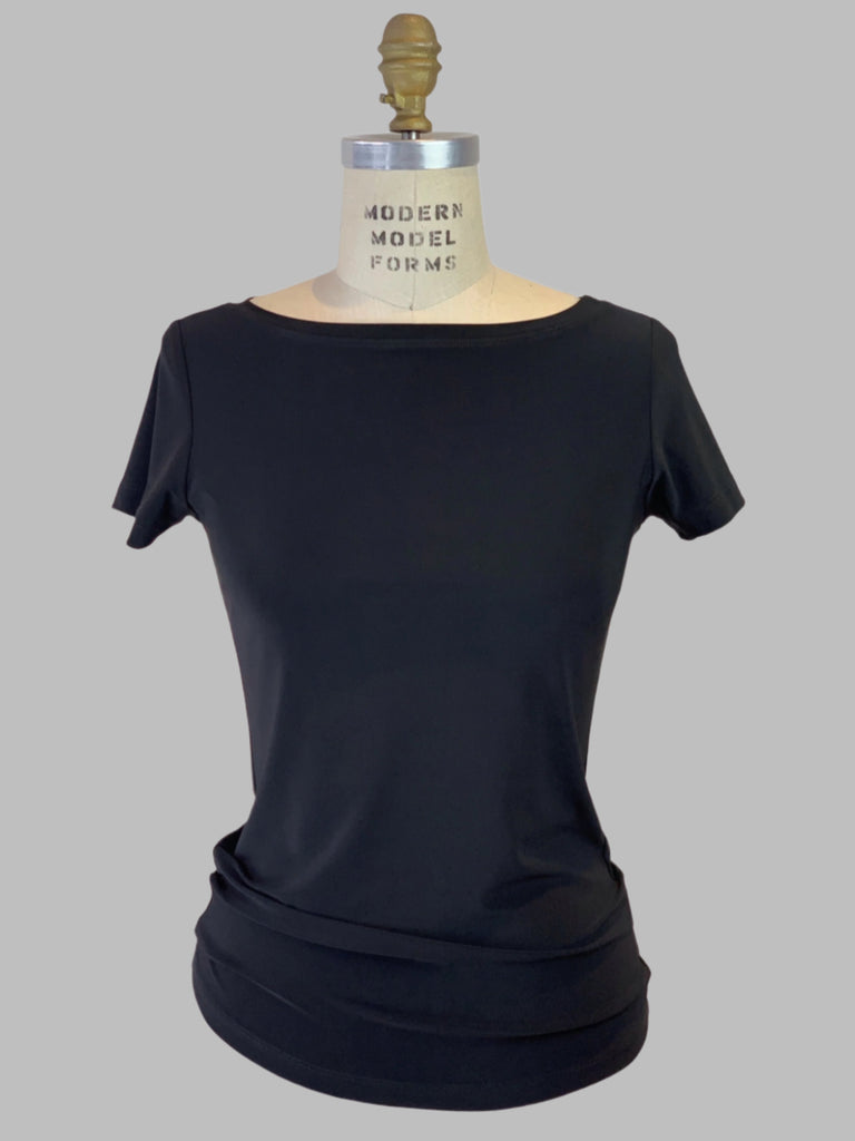Boat Neck Black Jersey T-Shirt