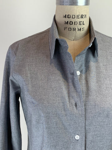 Women's Heather Grey Brushed Cotton Flannel Jacket Shirt