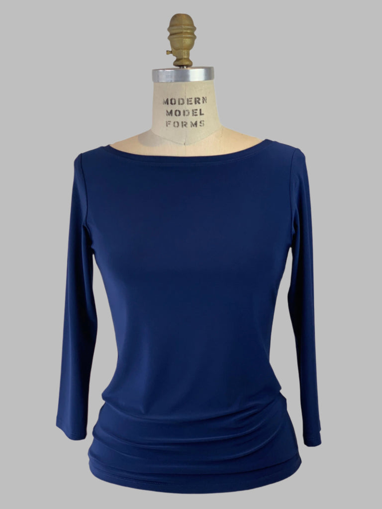 3/4 Sleeve Navy Boat Neck Jersey