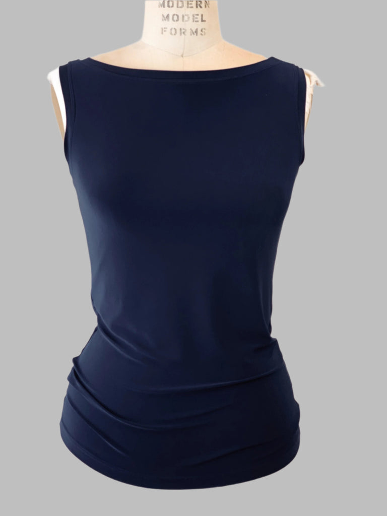 Boat Neck Navy Jersey Tank