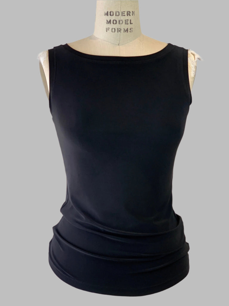 Boat Neck Black Jersey Tank