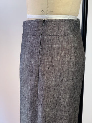 Women's Charcoal Wide Leg Linen Pant