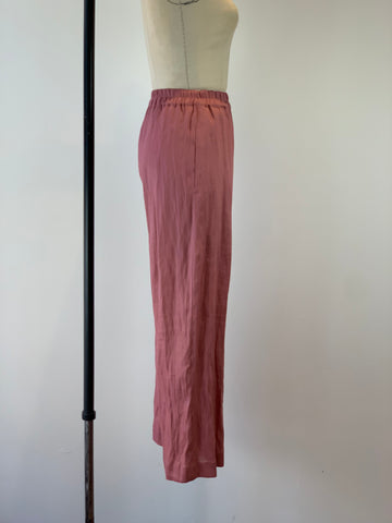Women's Old Rose Linen Pull On Palazzo Pant