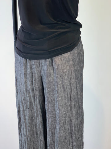 Women's Hematite Linen Pull On Palazzo Pant