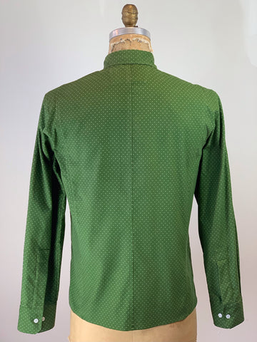 Men's Parrot Green Pin Dot Ultra Soft Fine Wale Cord Utility Shirt