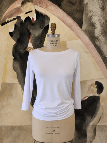 PERFECT WHITE BOAT NECK 3/4 SLEEVE