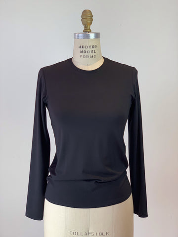 Long Sleeve Black Crew Neck Viscose Jersey