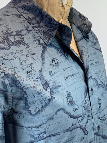 Men's Vintage Map Straight Cut Shirt