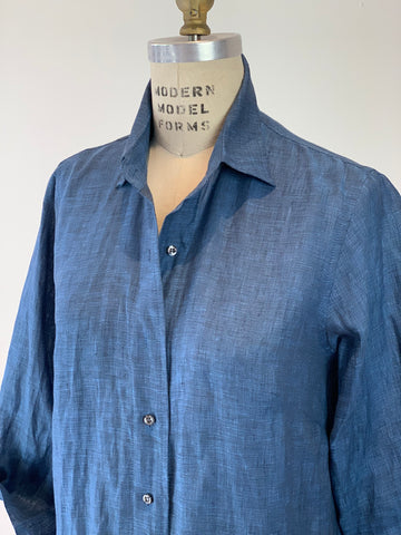 Sapphire/Black Linen Artist's Shirt