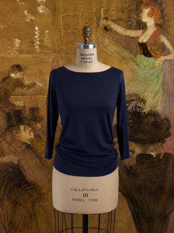 PERFECT NAVY BOAT NECK 3/4 SLEEVE