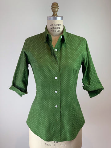 Women's Parrot Green Ultra Soft Fine Wale Cord 3/4 Sleeve Shirt