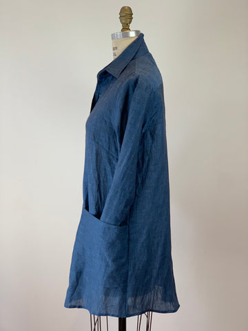 Sapphire/Black Linen Artist's Shirt