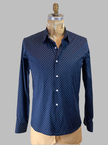 Men's Navy Mini Paisley Straight Cut Shirt