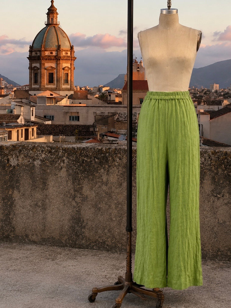 WOMEN’S PERIDOT LINEN PULL ON PALAZZO PANT