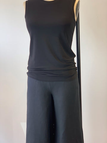 Women's Midnight Black Wide Leg Linen Pant