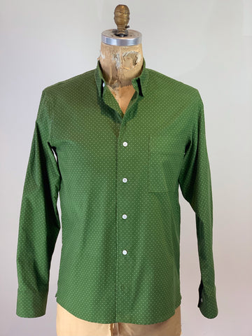 Men's Parrot Green Pin Dot Ultra Soft Fine Wale Cord Utility Shirt