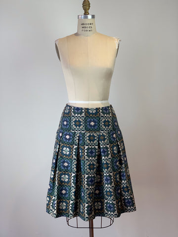 Crochet Print Tucked Pocket Skirt