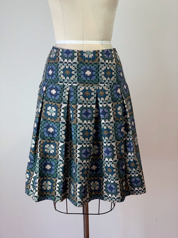 Crochet Print Tucked Pocket Skirt