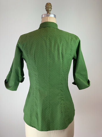 Women's Parrot Green Ultra Soft Fine Wale Cord 3/4 Sleeve Shirt