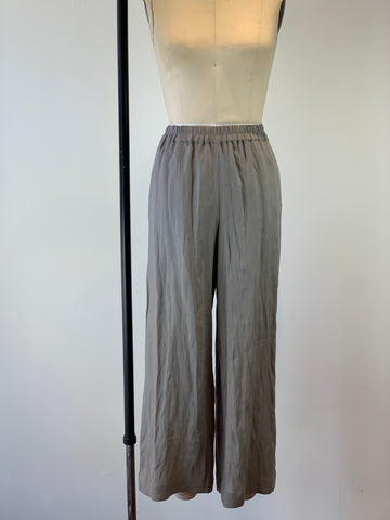 Women's Taupe Linen Pull On Palazzo Pant