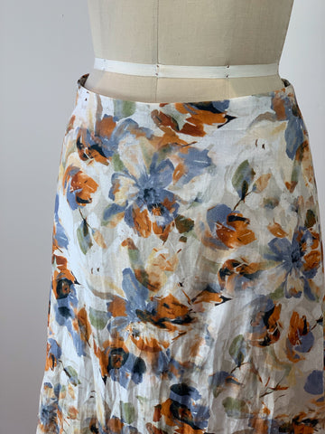 Umber Floral A Line Skirt