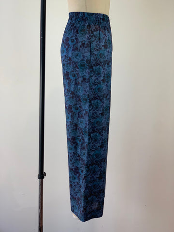 Liberty Blue Roses Pull on Palazzo Pant