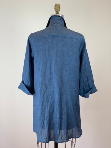 Sapphire/Black Linen Artist's Shirt