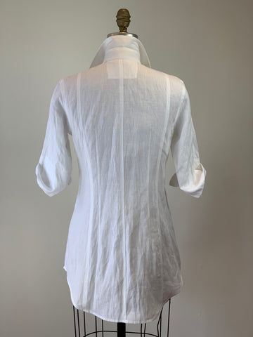 White Linen Long Fitted Shirt