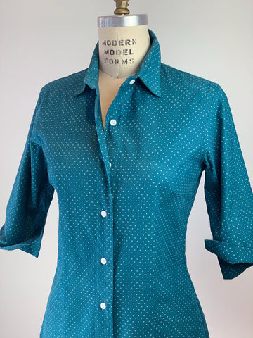 Women's Peacock Blue Ultra Soft Fine Wale Cord 3/4 Sleeve Shirt