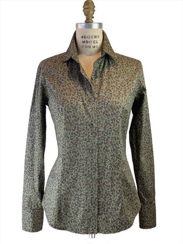 Women's Oxblood On Moss Paisley Shirt