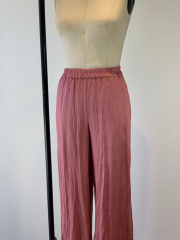 Women's Old Rose Linen Pull On Palazzo Pant