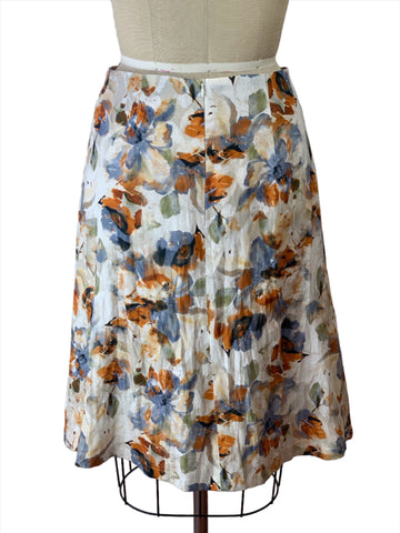 Umber Floral A Line Skirt