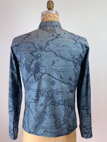 Men's Vintage Map Straight Cut Shirt