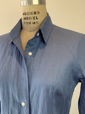 Cornflower Linen Long Fitted Shirt