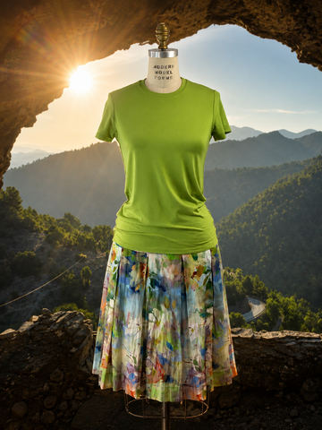 WATER COLOUR LINEN TUCKED POCKET SKIRT
