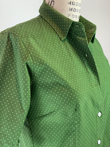 Women's Parrot Green Ultra Soft Fine Wale Cord 3/4 Sleeve Shirt