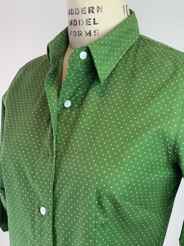 Women's Parrot Green Ultra Soft Fine Wale Cord 3/4 Sleeve Shirt