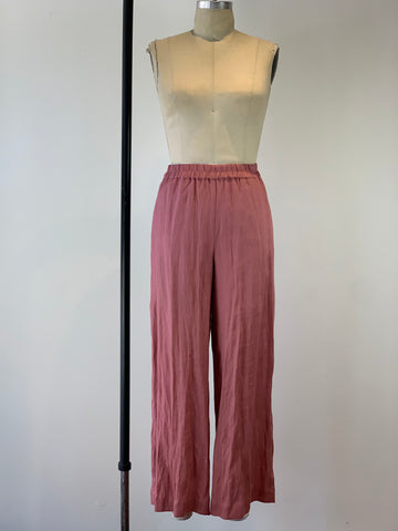 Women's Old Rose Linen Pull On Palazzo Pant