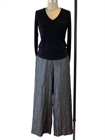 Women's Hematite Linen Pull On Palazzo Pant