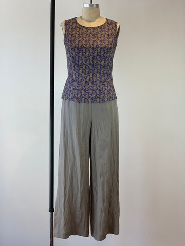 Women's Taupe Linen Pull On Palazzo Pant