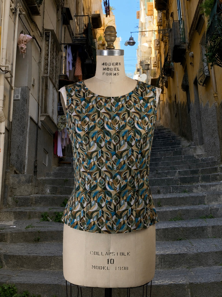 BUTTON BACK JEWELLED PEACOCK POP TOP