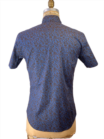 Men's Cobalt/Chocolate Trelis Floral Shirt