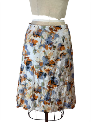 Umber Floral A Line Skirt