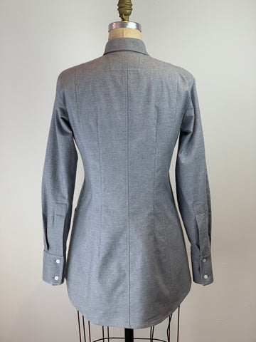 Women's Heather Grey Brushed Cotton Flannel Jacket Shirt