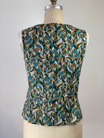 BUTTON BACK JEWELLED PEACOCK POP TOP