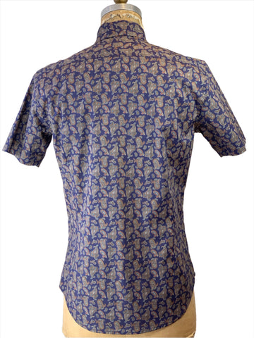 Men's Navy Vintage Paisley Short Sleeve Shirt