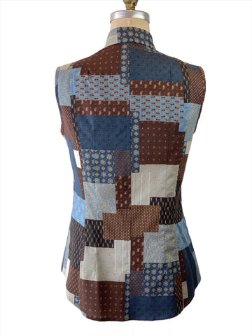 Women's Sleeveless Patchwork Print Shirt