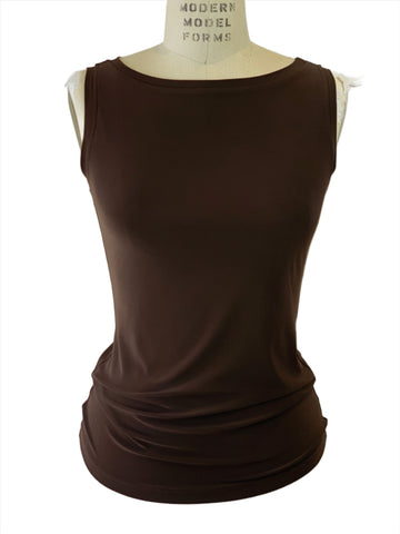 Boat Neck Chocolate Brown Jersey Tank